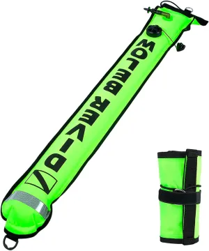 4FT High Visibility Scuba Diving SMB, Nylon TPU Coating Inflatable Marker Buoy with Reflective Strips Stainless D Rings Emergency Safety Signal Tube for Divers