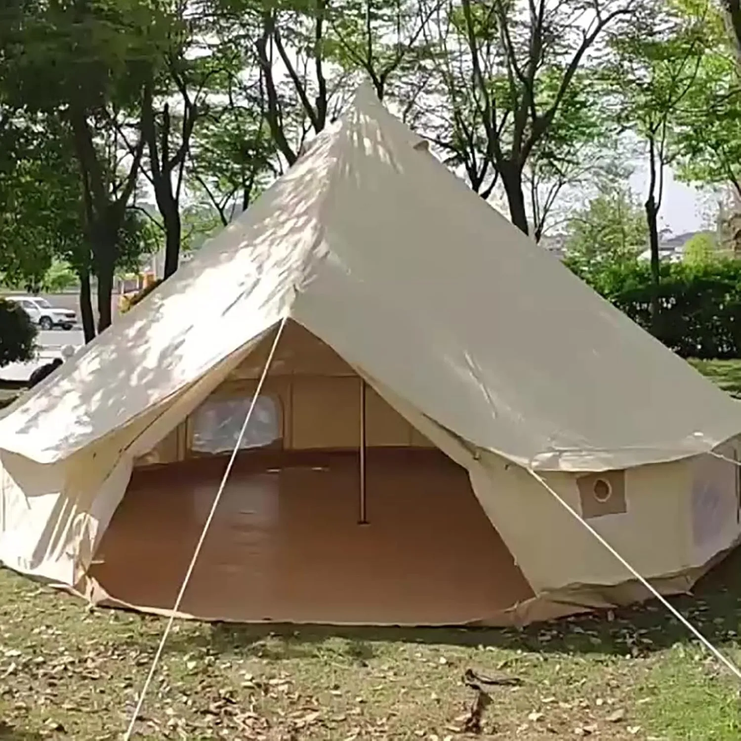 4M/13ft 285g Cotton Canvas Bell Tent, Outdoor Waterproof Family Glamping Yurt 900D Oxford Cloth Bell Tent, Luxury Yurt Bell Tent for Event Wedding Party Family