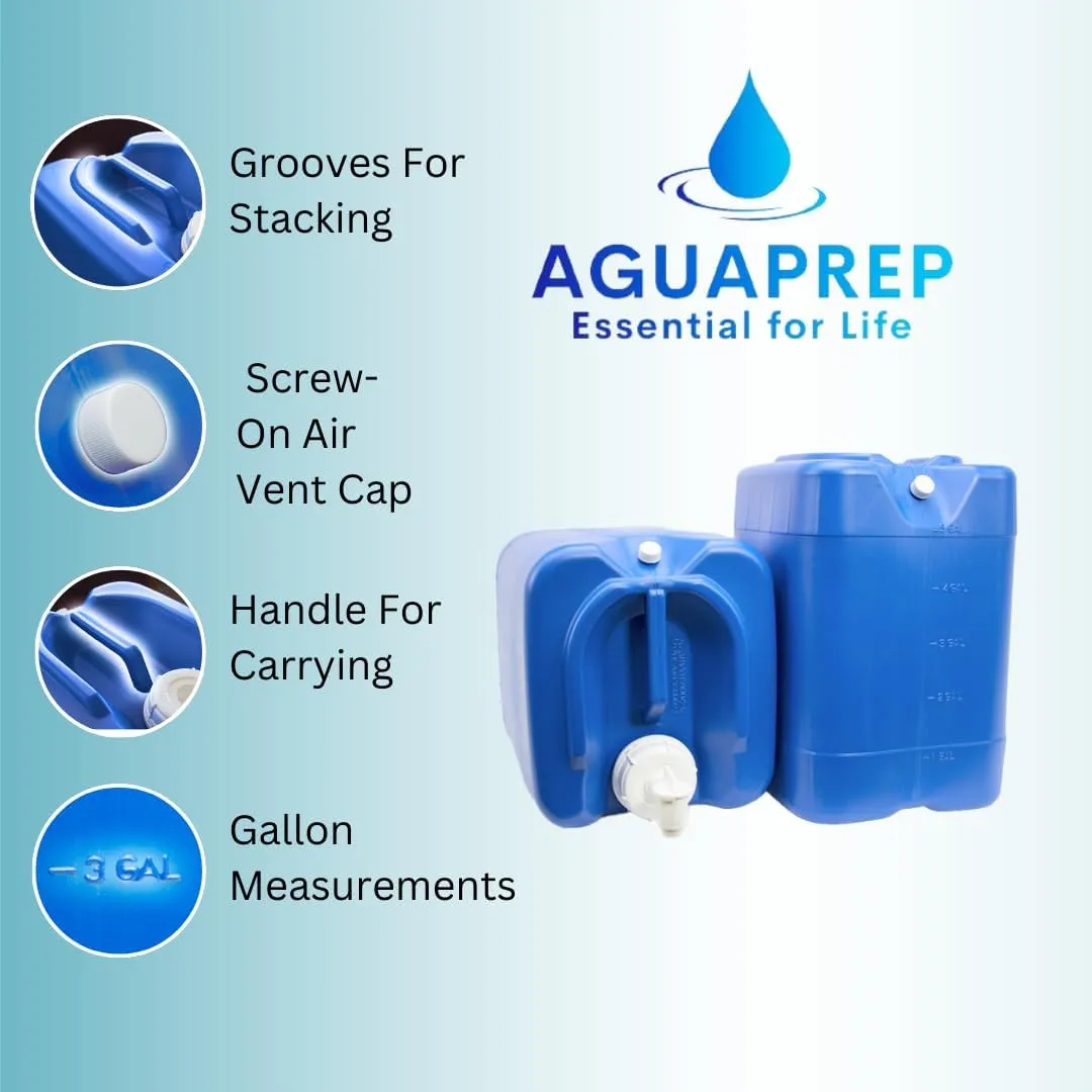 5-Gallon Stackable Water Storage Containers, w/Lids   Spigot, Easy Fill, Survial Supply, Emergency Water Storage for Camping and Disaster Preparedness, RV, Camping, 20 Gallon
