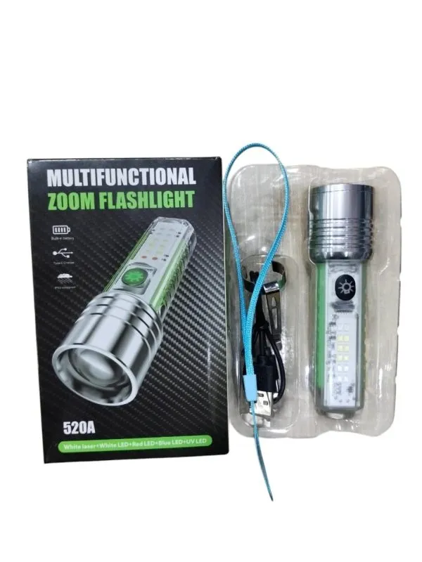 520 Rechargeable Long Range 8 Modes Portable Flashlight.