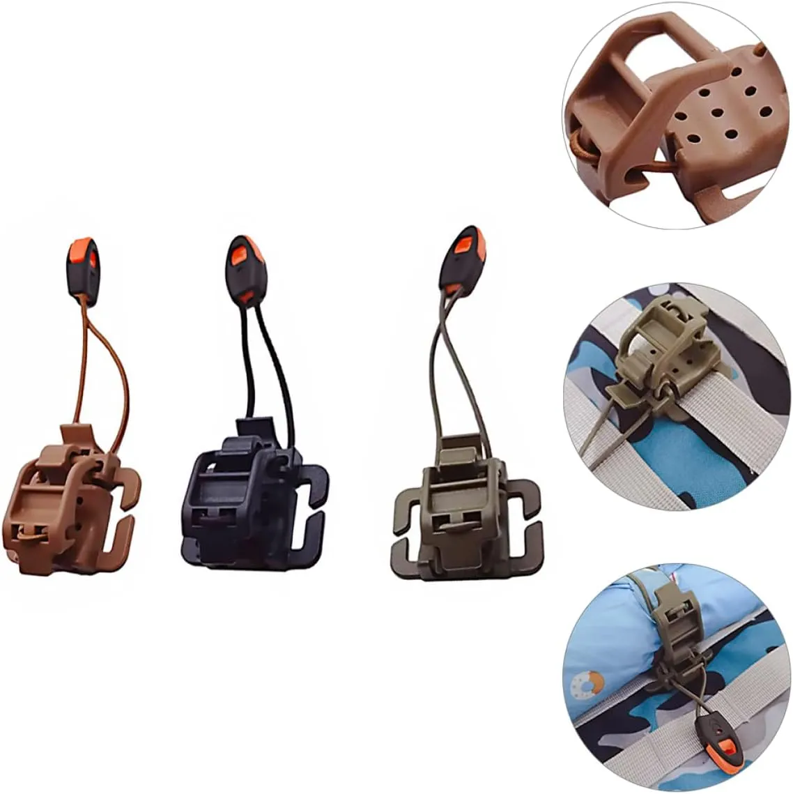 6 pcs Walking Flashlight Straps Stick Fastener Belt Strap Handle Clipping Back Locks Shape Key Webbing Round Management Buckle Vest Gear Ring for Clip Fixed Holder Hiking to