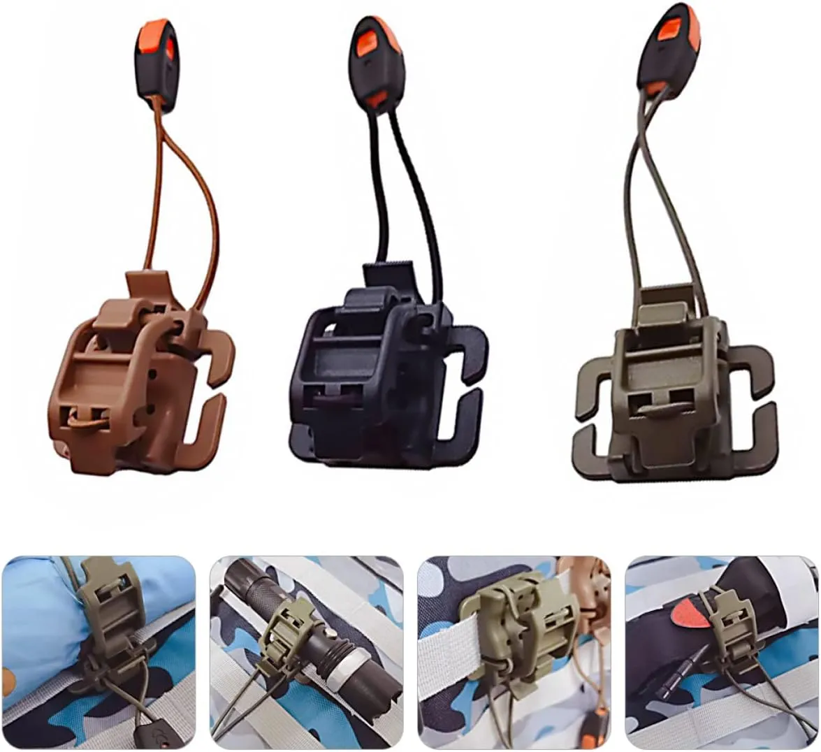 6 pcs Walking Flashlight Straps Stick Fastener Belt Strap Handle Clipping Back Locks Shape Key Webbing Round Management Buckle Vest Gear Ring for Clip Fixed Holder Hiking to