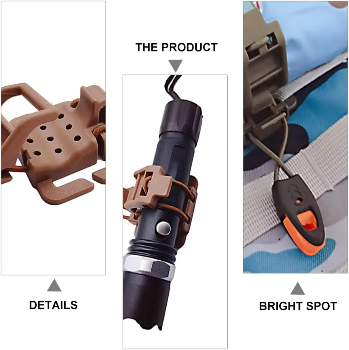 6 pcs Walking Flashlight Straps Stick Fastener Belt Strap Handle Clipping Back Locks Shape Key Webbing Round Management Buckle Vest Gear Ring for Clip Fixed Holder Hiking to