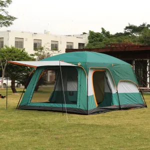 6 Person Tent Double Layer Tent for Camping Family,Waterproof Outdoor Tent with Porch,2 Bedroom Living Room Tent,Advanced Ventilation Dome Tent, Green