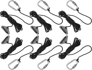 6 Sets Reflective Camping Rope with Tension for Outdoor Activities Sturdy Thick Cord for Tent Tarp and Hiking Supplies Includes Carabiner Tensioner