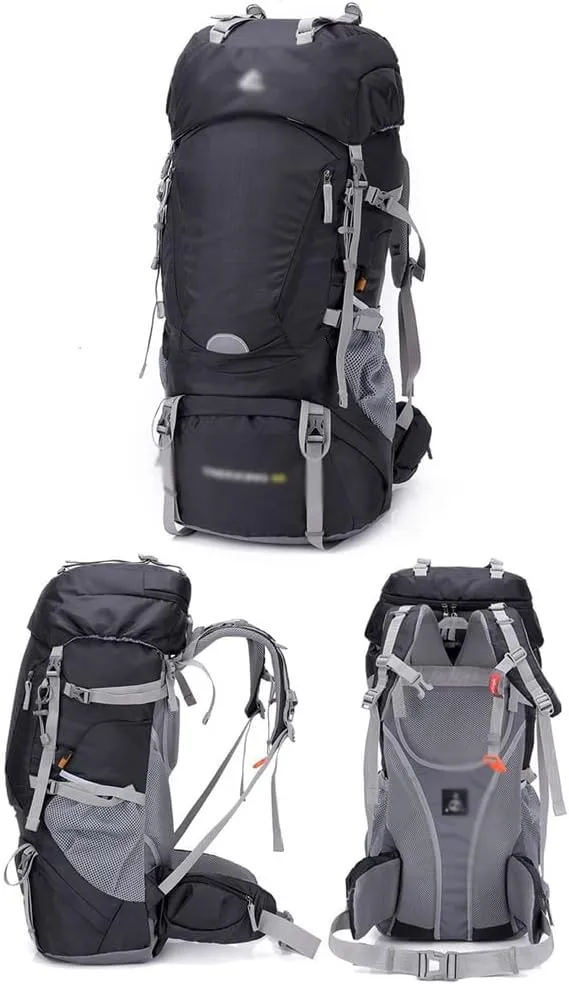60L Outdoor Hiking Backpack Sports Rucksack Travel Mountaineering Backpack(Black)