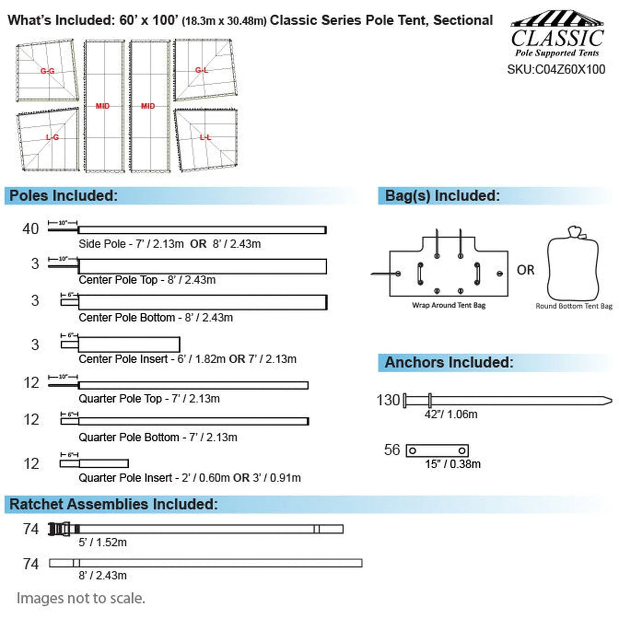 60x100 Classic Series Pole Tent
