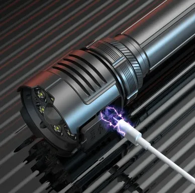 7 Nuclear 300,000Lumens Anti-explosion Powerful Alloy Flashlight With 5500mAh 26800 Lithium Battery High Power White Laser LED Torch Rechargeable Flashlight