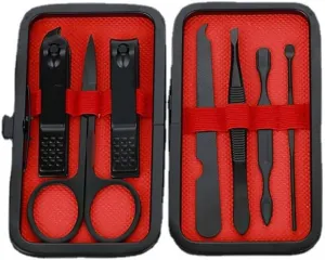 7 Piece Black Nail Clipper Set Beauty Manicure Tools Manicure Set (D 10.6 * 6cm)