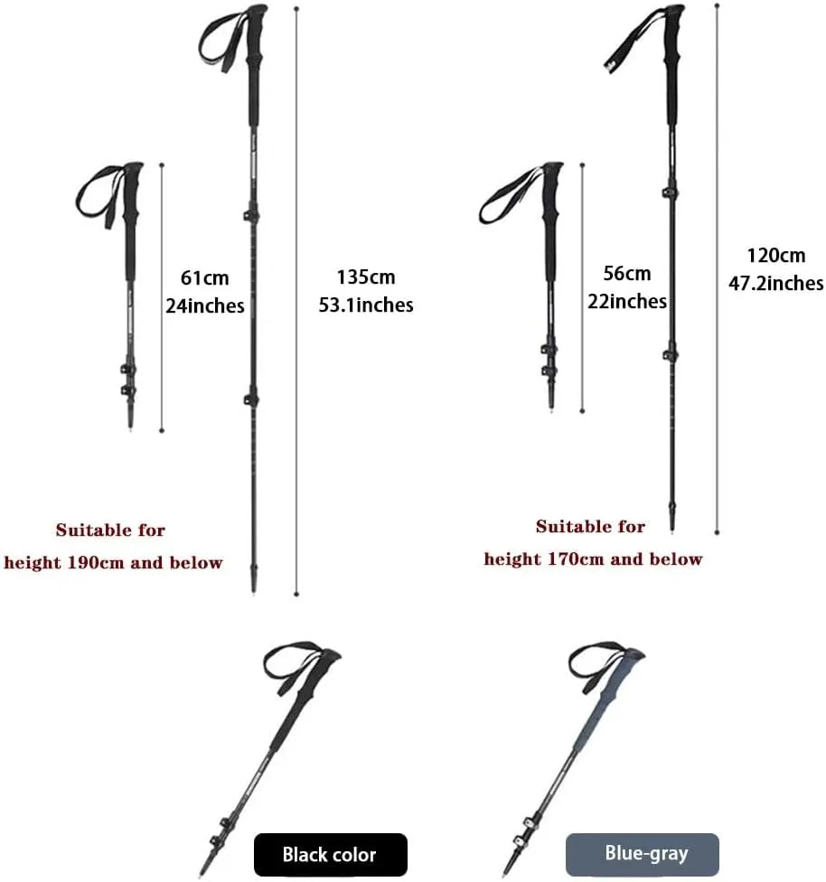 7075 Aluminum Alloy Trekking Poles, Walking Sticks for Men and Women, Lightweight Collapsible Hiking Poles, for Snowshoe, Backpacking