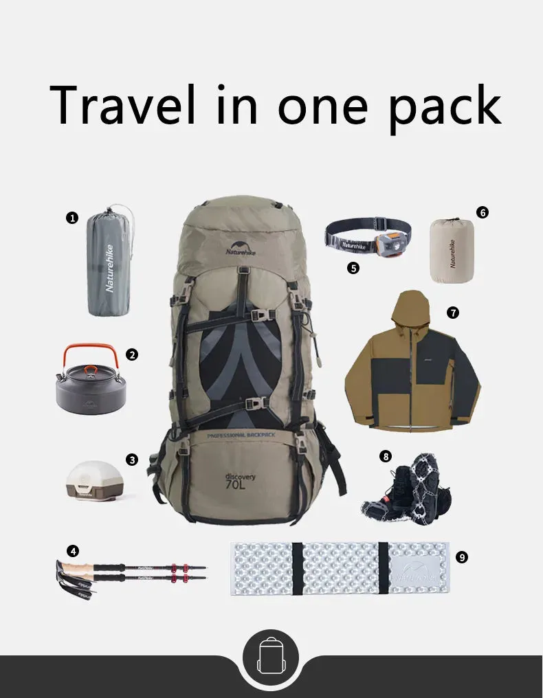 70L Camping Backpack with Rain Cover – Ergonomic and Large Capacity for Hiking and Trekking