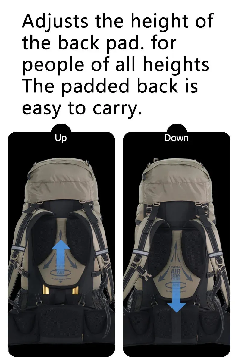 70L Camping Backpack with Rain Cover – Ergonomic and Large Capacity for Hiking and Trekking