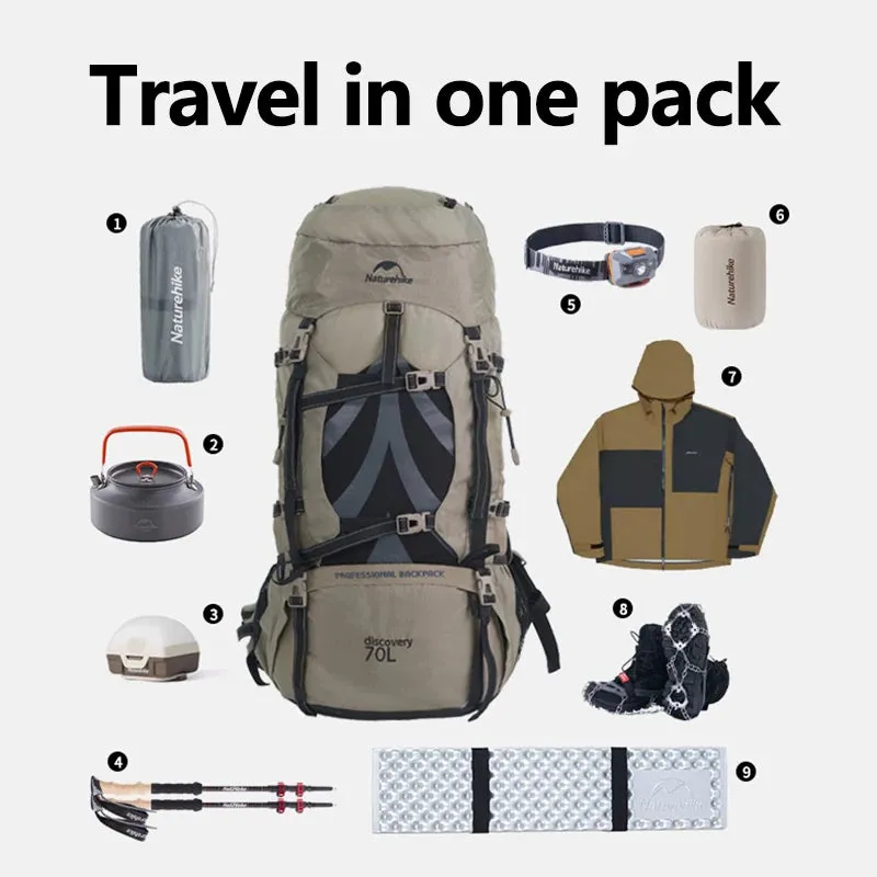 70L Camping Backpack with Rain Cover – Ergonomic and Large Capacity for Hiking and Trekking