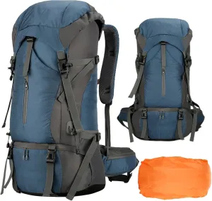 70L Hiking Backpack - 70L Padded Foldable Hiking Backpack | Camping Gear Daypack | Outdoor Sports Mountaineering Bag | Ergonomic Breathable Rucksack with Adjustable Shoulder Straps for Trekking