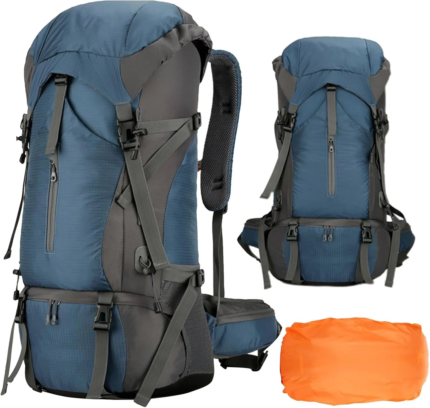 70L Hiking Backpack - 70L Padded Foldable Hiking Backpack | Camping Gear Daypack | Outdoor Sports Mountaineering Bag | Ergonomic Breathable Rucksack with Adjustable Shoulder Straps for Trekking