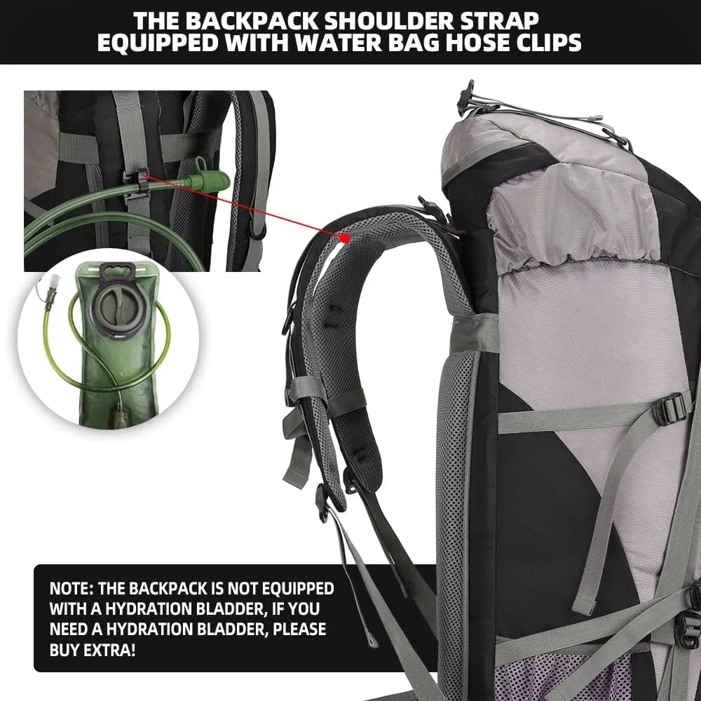 70L Hiking Backpack with Rain Cover Lightweight Travel Backpack Waterproof Camping Backpack