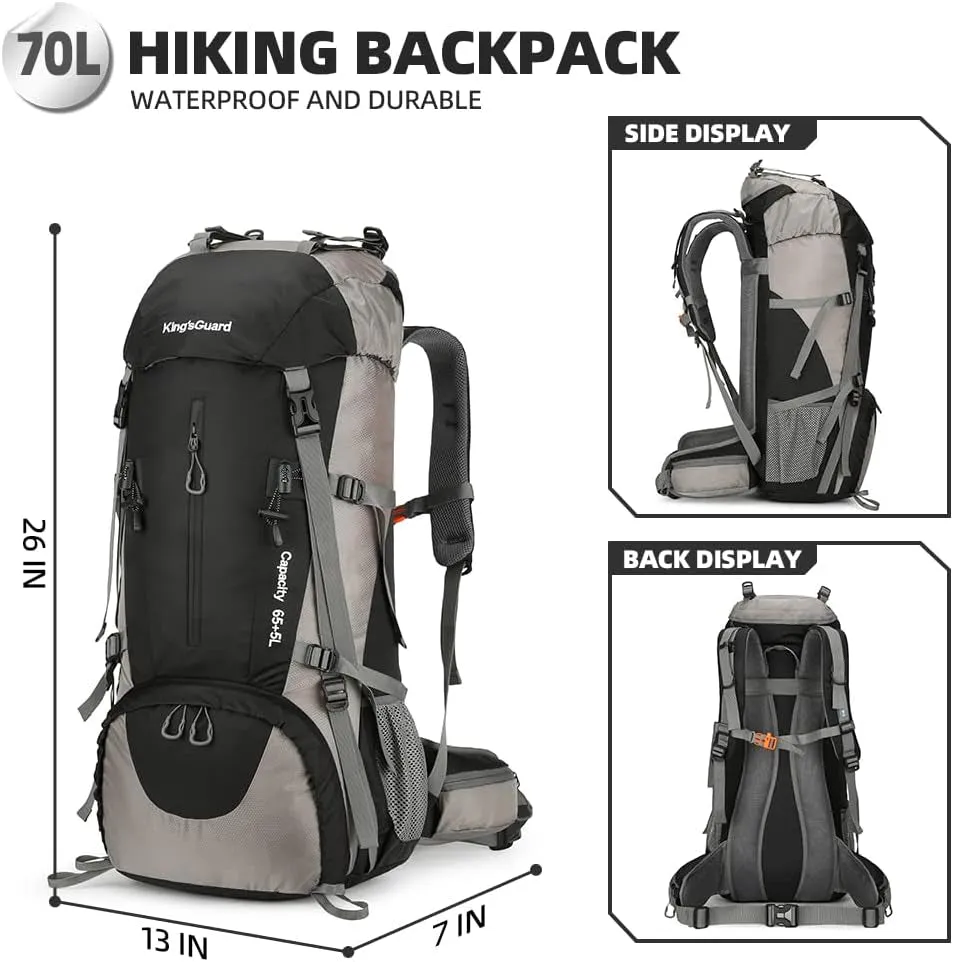 70L Hiking Backpack with Rain Cover Lightweight Travel Backpack Waterproof Camping Backpack
