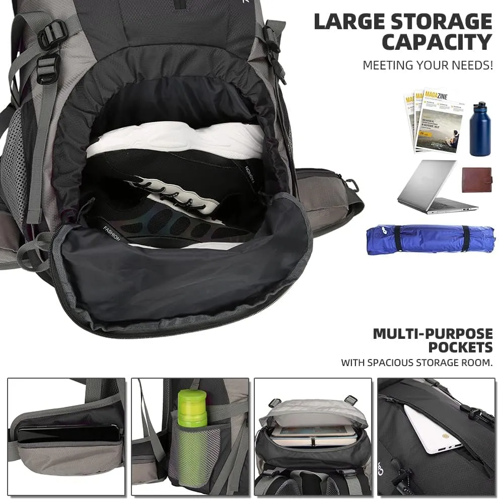 70L Hiking Backpack with Rain Cover Lightweight Travel Backpack Waterproof Camping Backpack