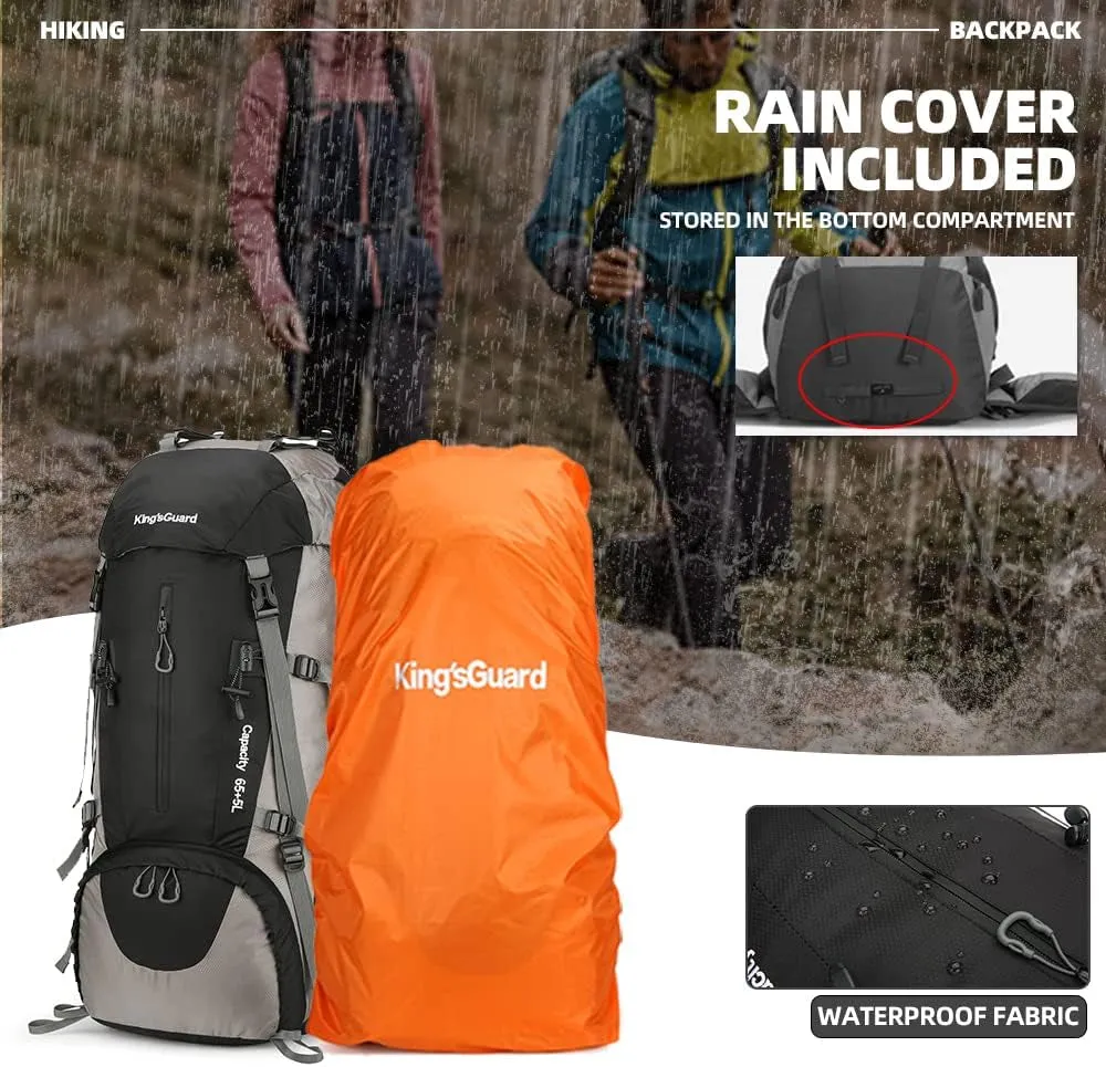 70L Hiking Backpack with Rain Cover Lightweight Travel Backpack Waterproof Camping Backpack