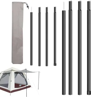 8 Sections Tent Poles with 1PC Storage Bag 78.74 Inch Elescopic Adjustable Tarp Poles Anti-Slip Awning Poles for Headroom Canopy Porch Sun Shade Sail, Tarp Poles