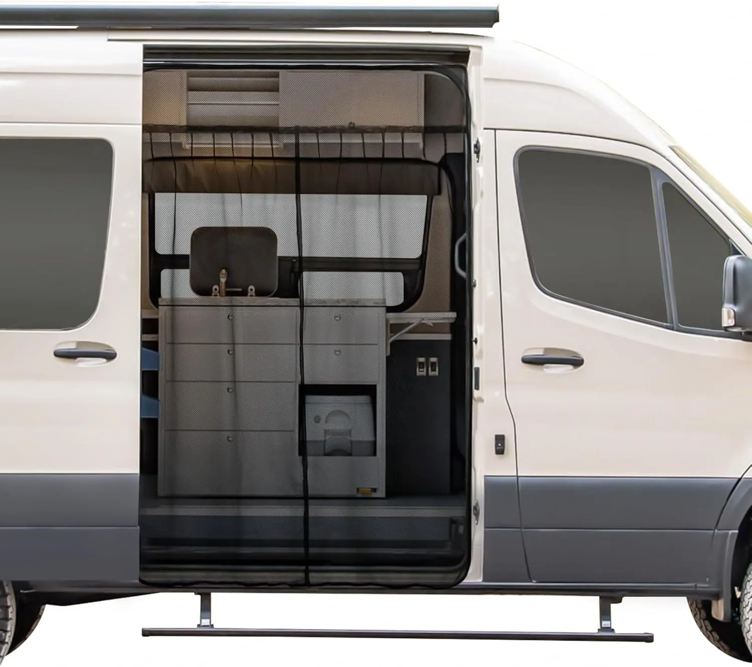 83" H x 59" W Sliding Door Van Bug Screen, Magnetic Closure Van Screen Mesh Curtains, Side Door Camping Mosquito Net, Compatible with Mercedes-Benz Sprinter Mid/High Roof, Campervan, Large