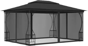 9.8x13.1ft Steel Frame Gazebo with Protective Nets Anthracite Outdoor Canopy Tent for Backyard Camping Parties Patio Furniture Cover
