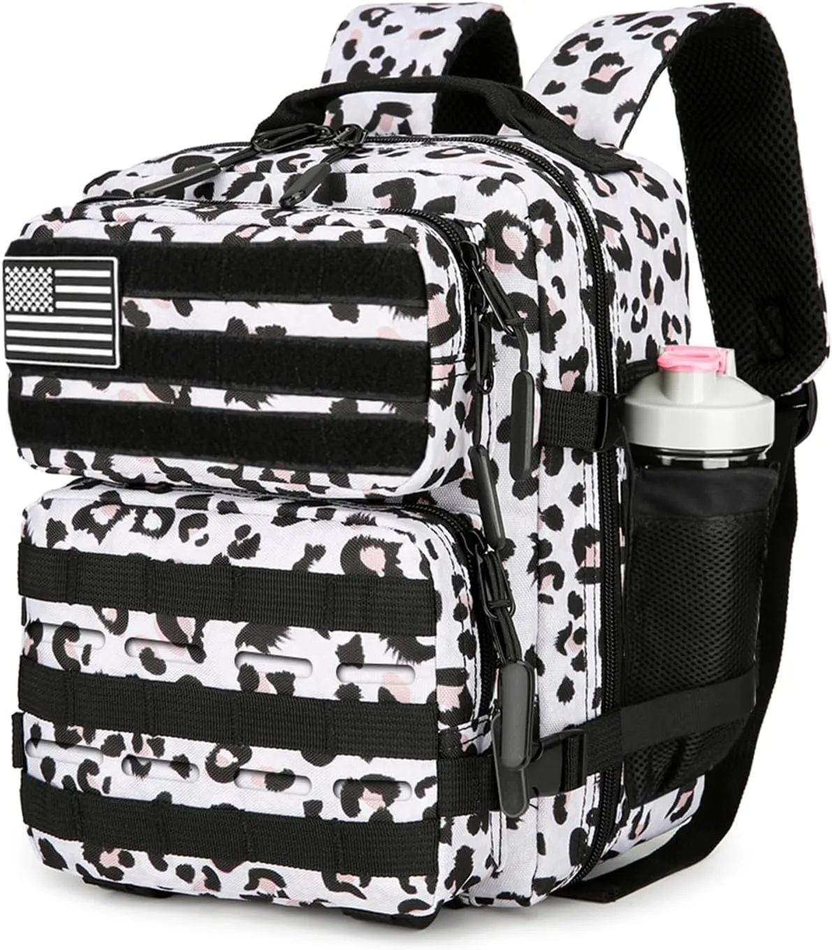 9L Mini Tactical Backpack 9L Assault Pack 9L Tactical Backpack Hiking Fitness Backpack（White Leopard）