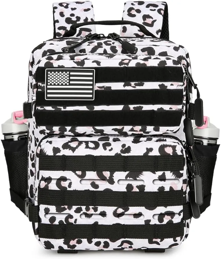 9L Mini Tactical Backpack 9L Assault Pack 9L Tactical Backpack Hiking Fitness Backpack（White Leopard）