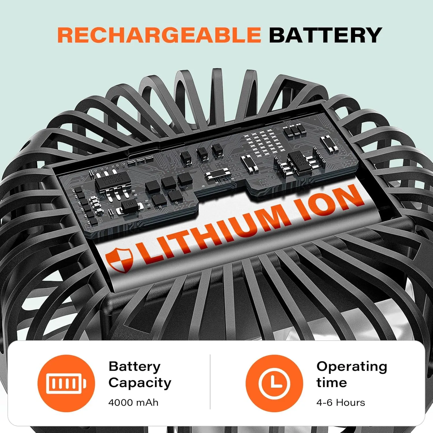 A2C Golf Cart Fan Rechargeable Magnetic Base Battery Operated Portable Fan 3 Speeds Strong Airflow Compatible with EZGO, Yamaha, Club Car 360° Rotatable for Golf, Forklift, Camping, Gym, Outdoor