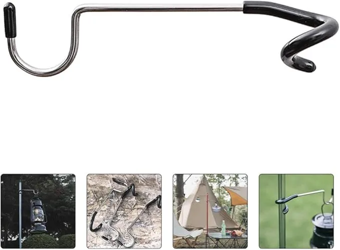 Abaodam 3Pcs Pole Mount Hooks Bird Feeders Pole Hooks Camping Light Hooks Pole Attachment Hanger for Graden Garage Patio Black