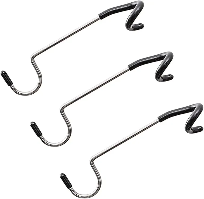 Abaodam 3Pcs Pole Mount Hooks Bird Feeders Pole Hooks Camping Light Hooks Pole Attachment Hanger for Graden Garage Patio Black