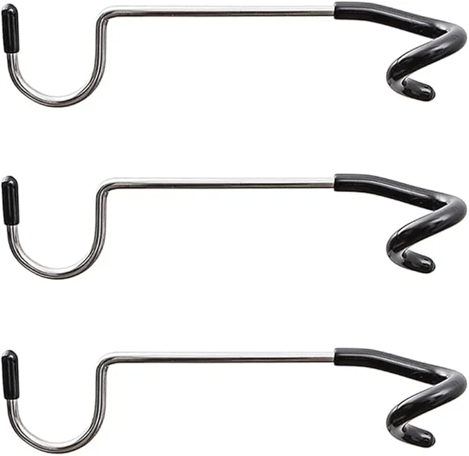 Abaodam 3Pcs Pole Mount Hooks Bird Feeders Pole Hooks Camping Light Hooks Pole Attachment Hanger for Graden Garage Patio Black