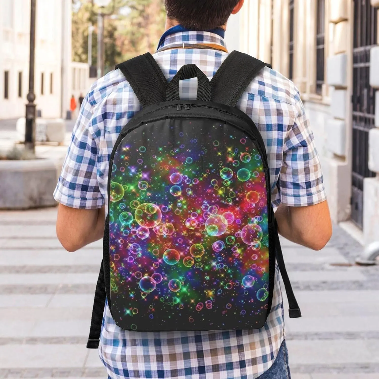 Abstract Trippy Aesthetic Bubble Creative Psychedelic Backpack, 17 Inch Travel Business Laptop Backpack For Women Men