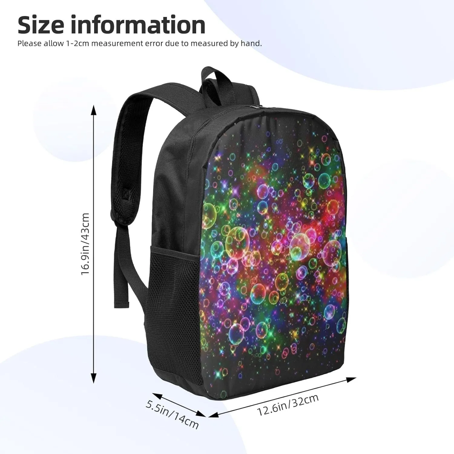 Abstract Trippy Aesthetic Bubble Creative Psychedelic Backpack, 17 Inch Travel Business Laptop Backpack For Women Men