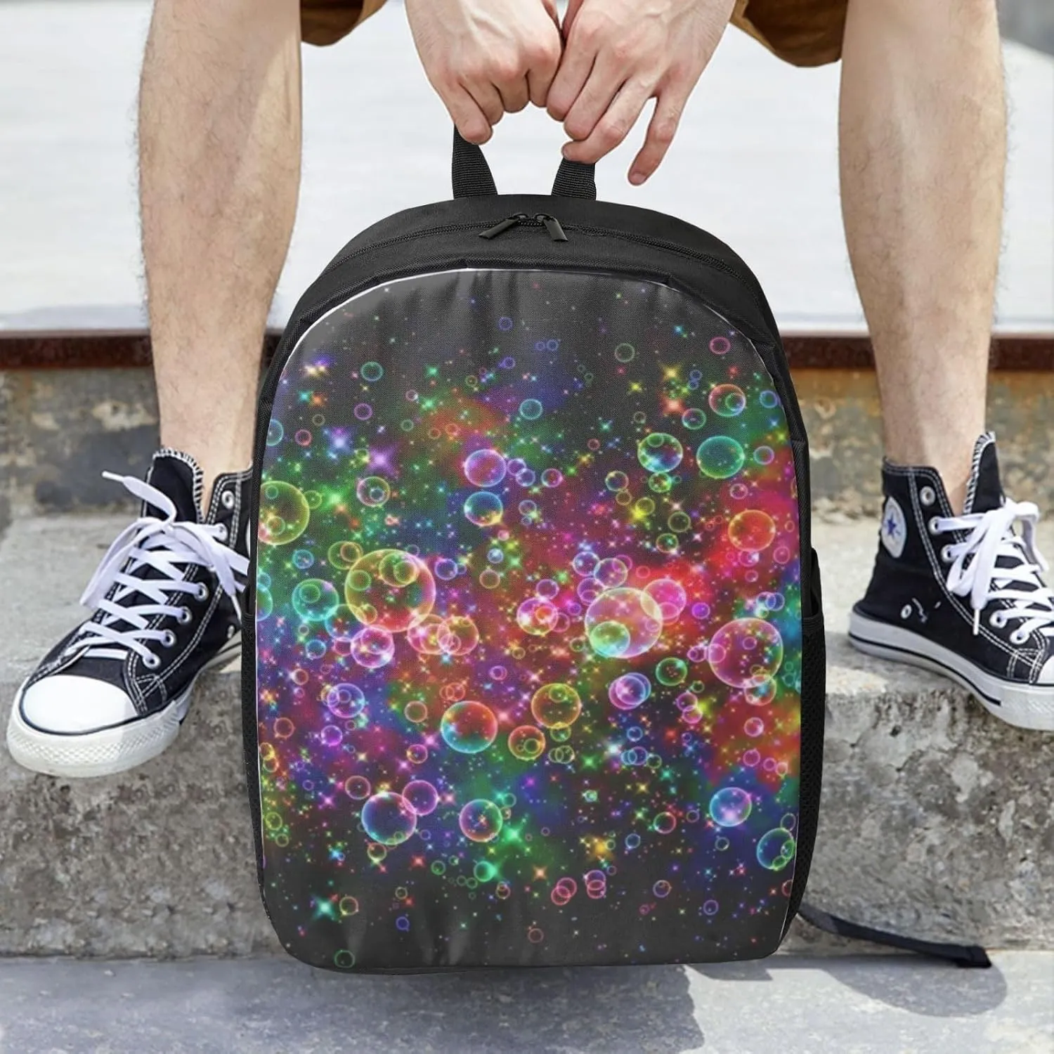 Abstract Trippy Aesthetic Bubble Creative Psychedelic Backpack, 17 Inch Travel Business Laptop Backpack For Women Men