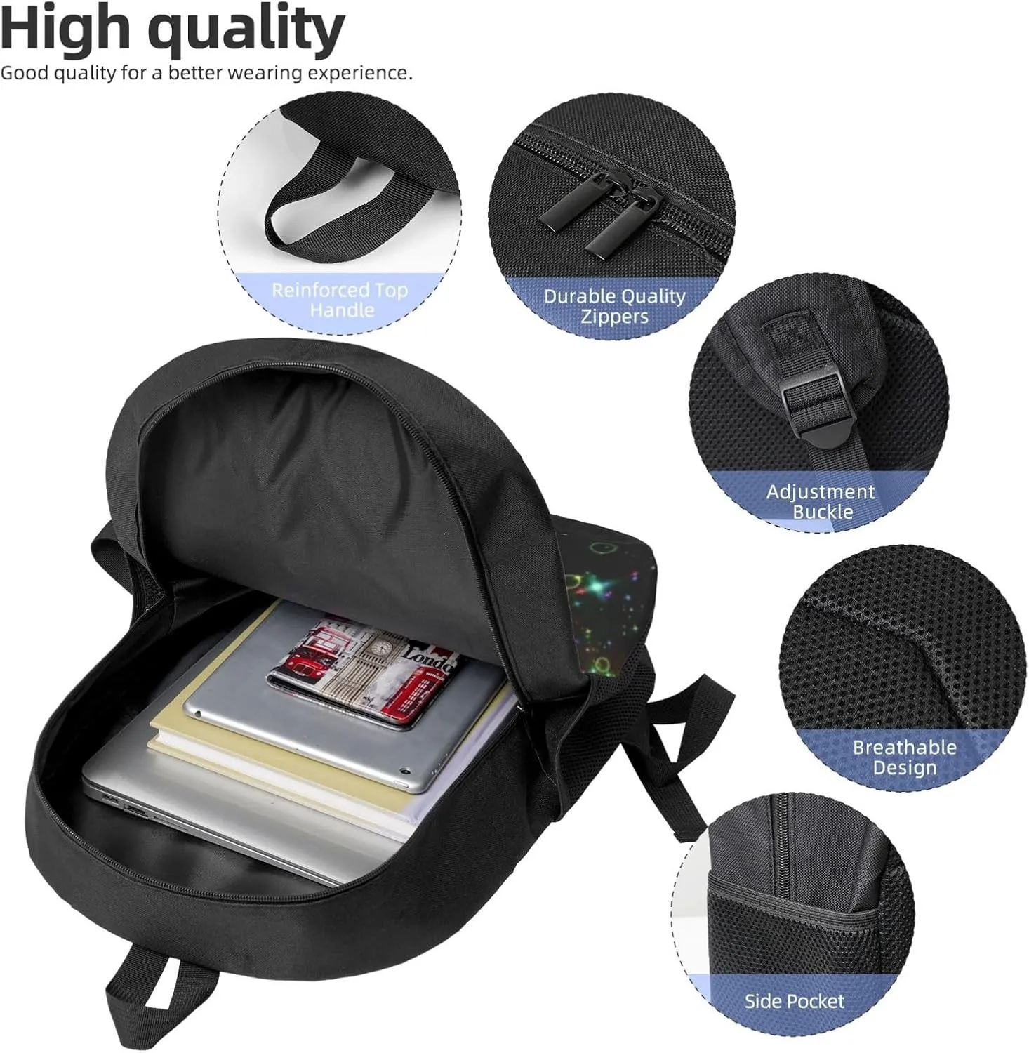 Abstract Trippy Aesthetic Bubble Creative Psychedelic Backpack, 17 Inch Travel Business Laptop Backpack For Women Men