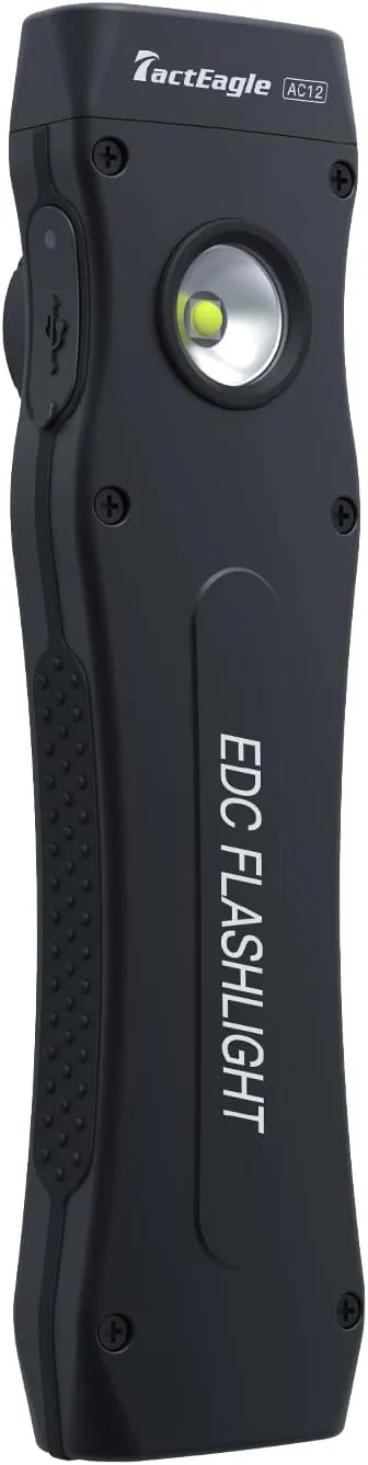 AC12 Rechargeable EDC Flashlight 1100 Lumens, Pocket LED High Power Torch Light, Long Range Aluminum Waterproof Flashlight, Triple Sources for Outdoors Emergency Working