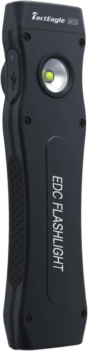AC12 Rechargeable EDC Flashlight 1100 Lumens, Pocket LED High Power Torch Light, Long Range Aluminum Waterproof Flashlight, Triple Sources for Outdoors Emergency Working