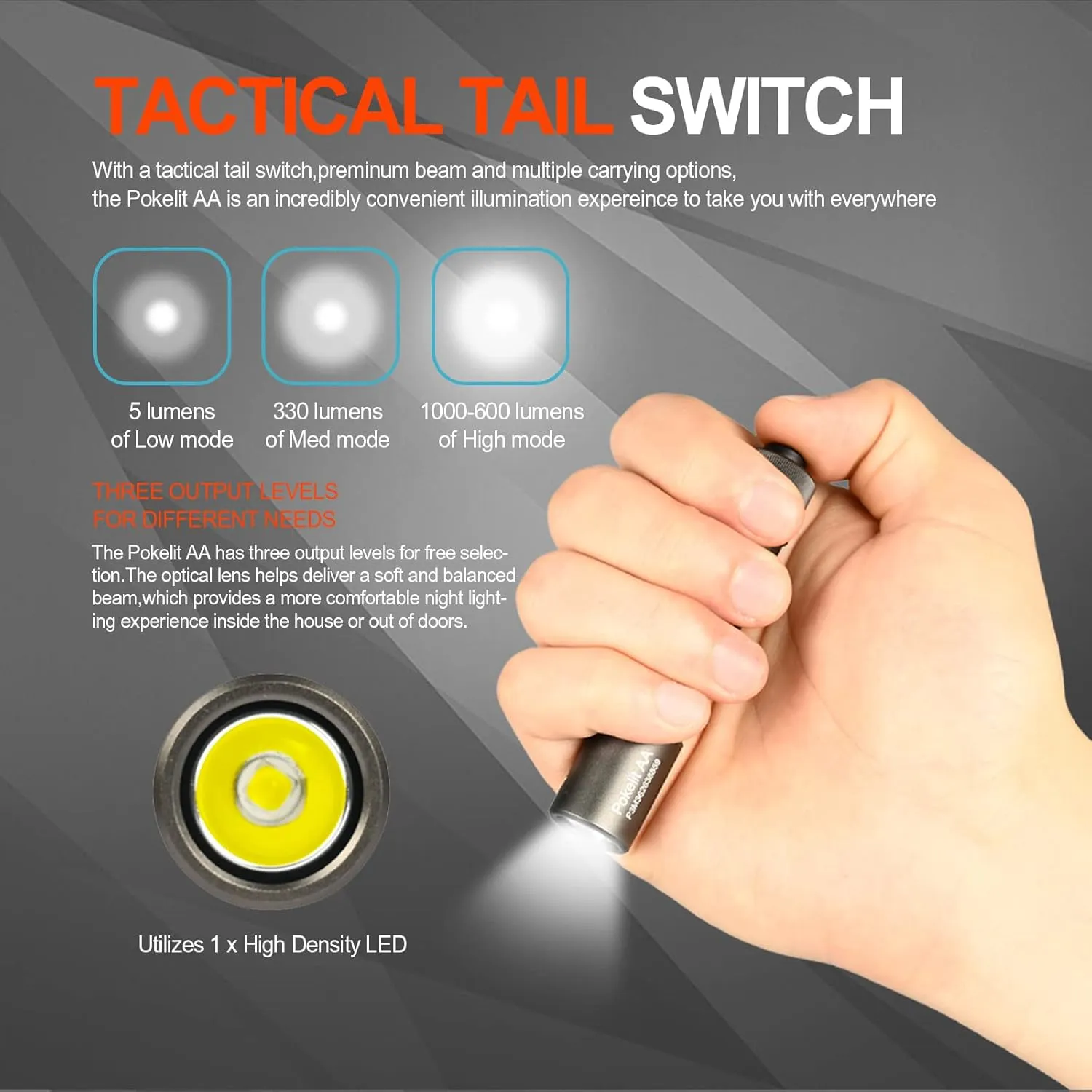 ACEBEAM Pokelit AA Rechargeable Mini Flashlight with Clip, 1000 High Lumens Pocket EDC Flashlight, Super Bright Small Flashlight, Led Flashlight for Camping,Hiking,Everyday Use, Cool White Light(Gray)