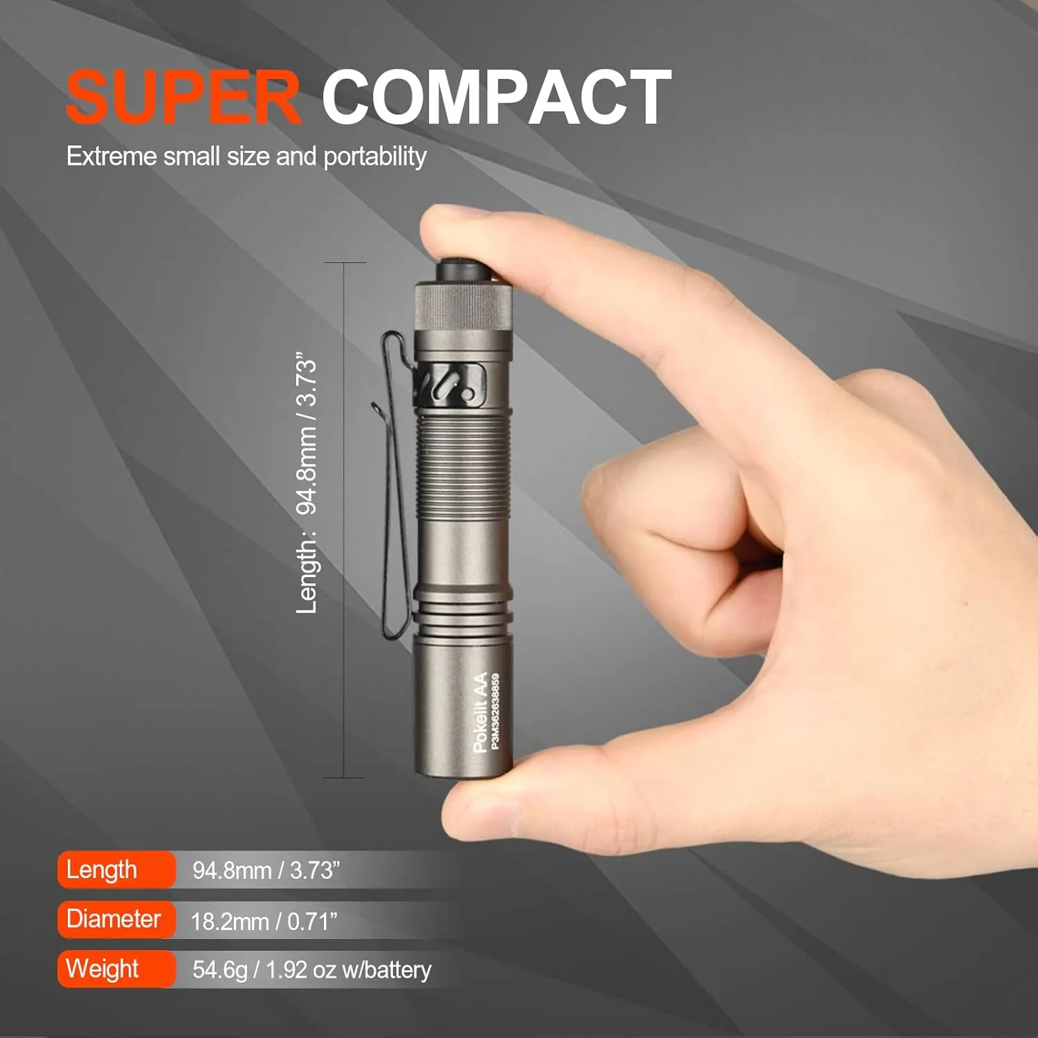 ACEBEAM Pokelit AA Rechargeable Mini Flashlight with Clip, 1000 High Lumens Pocket EDC Flashlight, Super Bright Small Flashlight, Led Flashlight for Camping,Hiking,Everyday Use, Cool White Light(Gray)