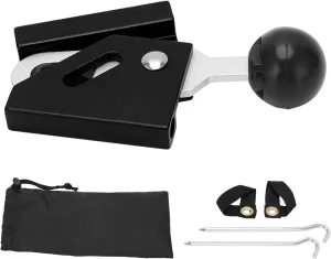 Adjustable Aluminum Tent Pole Tips Cap Set, Anti Puncture Top Cap for 6mm Support Rods, with Nonslip Ground Nails and Sturdy Storage Bag (Black)