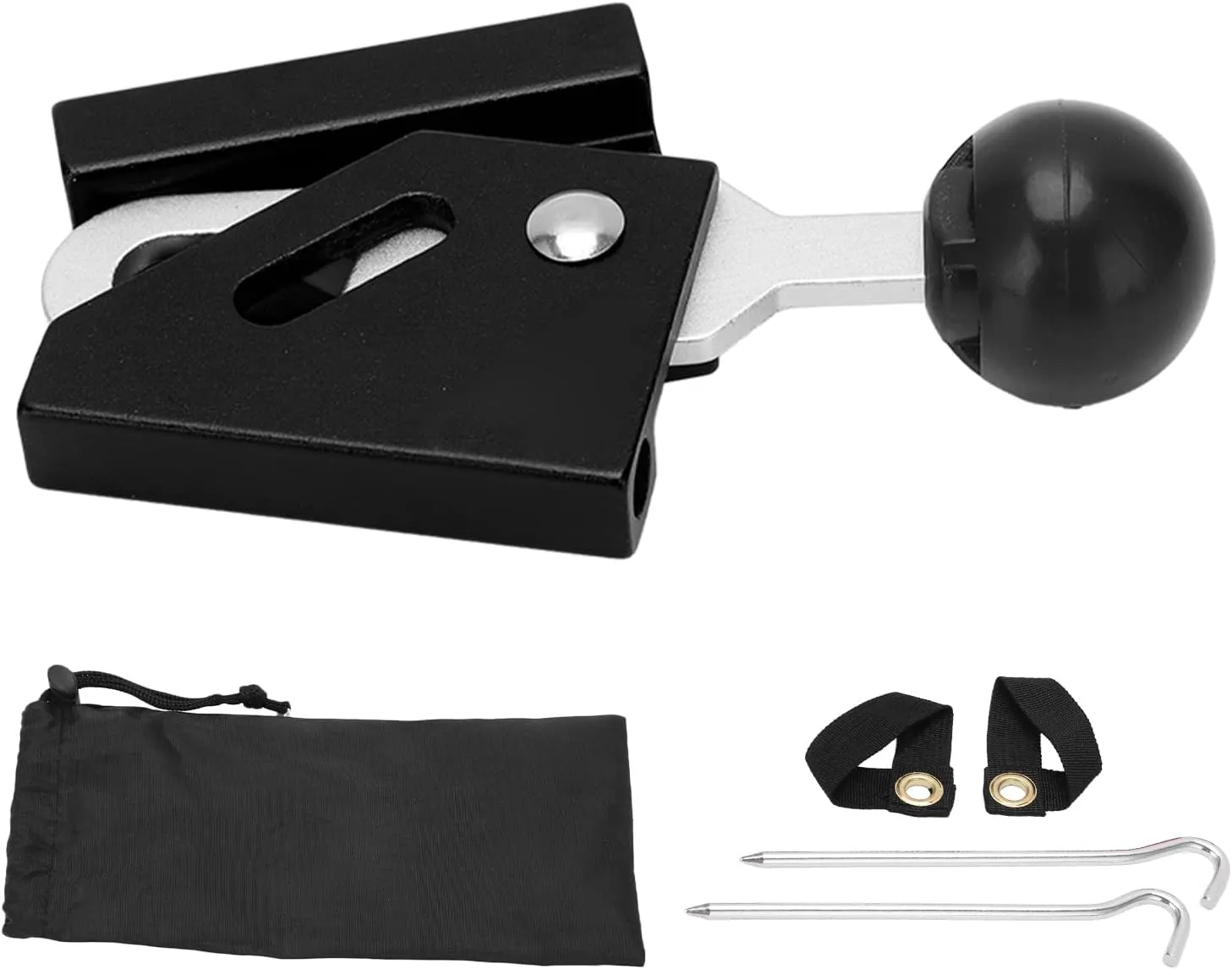 Adjustable Aluminum Tent Pole Tips Cap Set, Anti Puncture Top Cap for 6mm Support Rods, with Nonslip Ground Nails and Sturdy Storage Bag (Black)