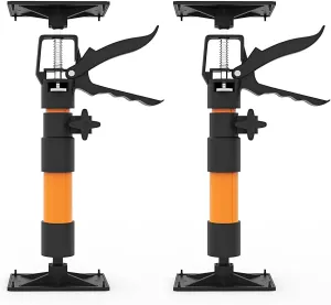 Adjustable Support Pole 2-Pack - 3rd Hand Support System - Cabinet Jacks for Installing Cabinets - Steel Third Hand Tool Jack - Cabinet Lift Jack Installation Tools for 132lbs - 11.8"-23.3" Range