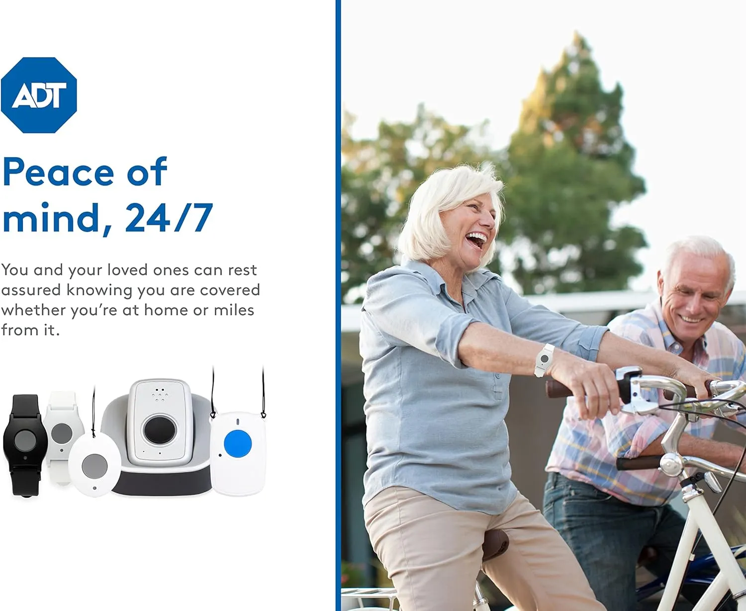 ADT - On-The-Go Mobile Medical Alert System for Seniors - GPS Capabilities, Included Waterproof Wearable Panic Button, 24/7 U.S. Based Monitoring (White Wristband)