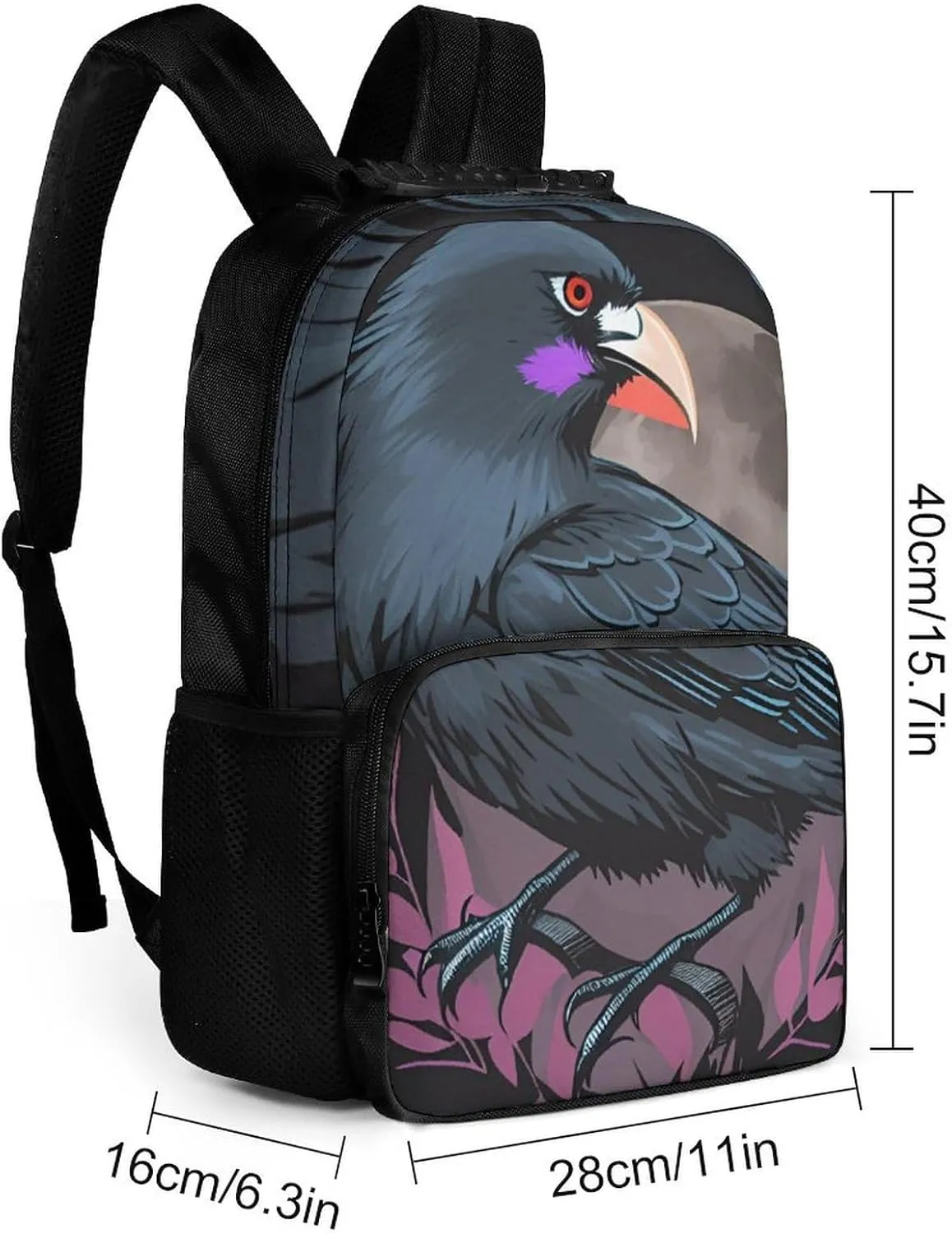 Adults Lightweight Horrible Night Crow Bloody Art Shoulder Book Bags Big Capacity Shoulder Bag With Adjustable Shoulder Straps for Trekking Work Walking Cycling