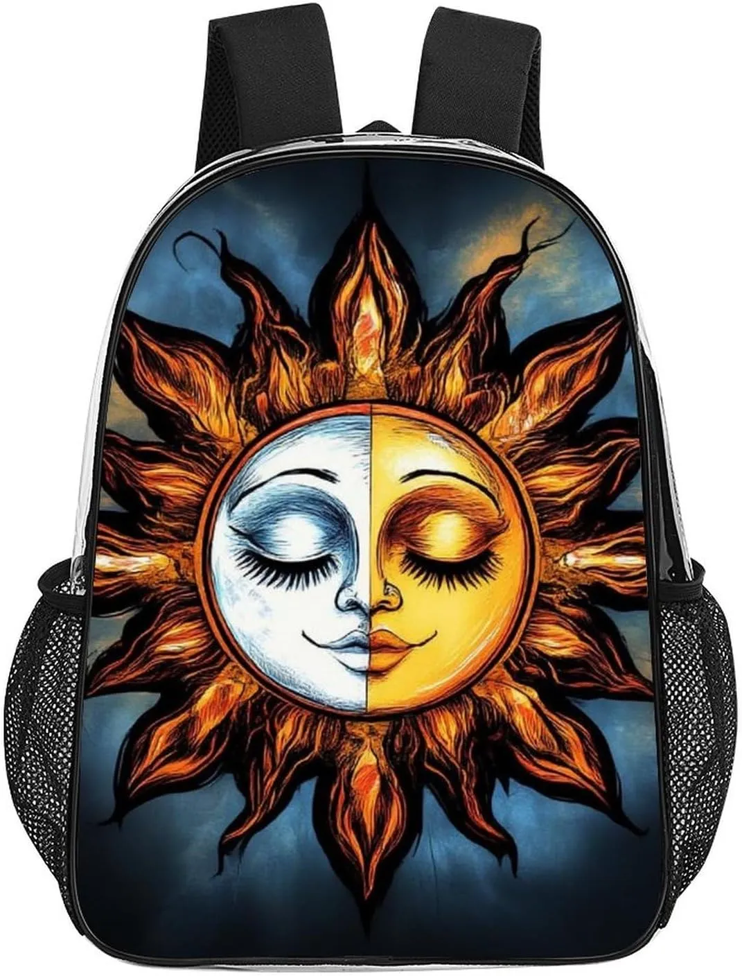Adults Lightweight Sun And Moon Space Art Rucksacks Large Capacity Bookbag Transparent Bag for Trekking Outdoors Bicycle