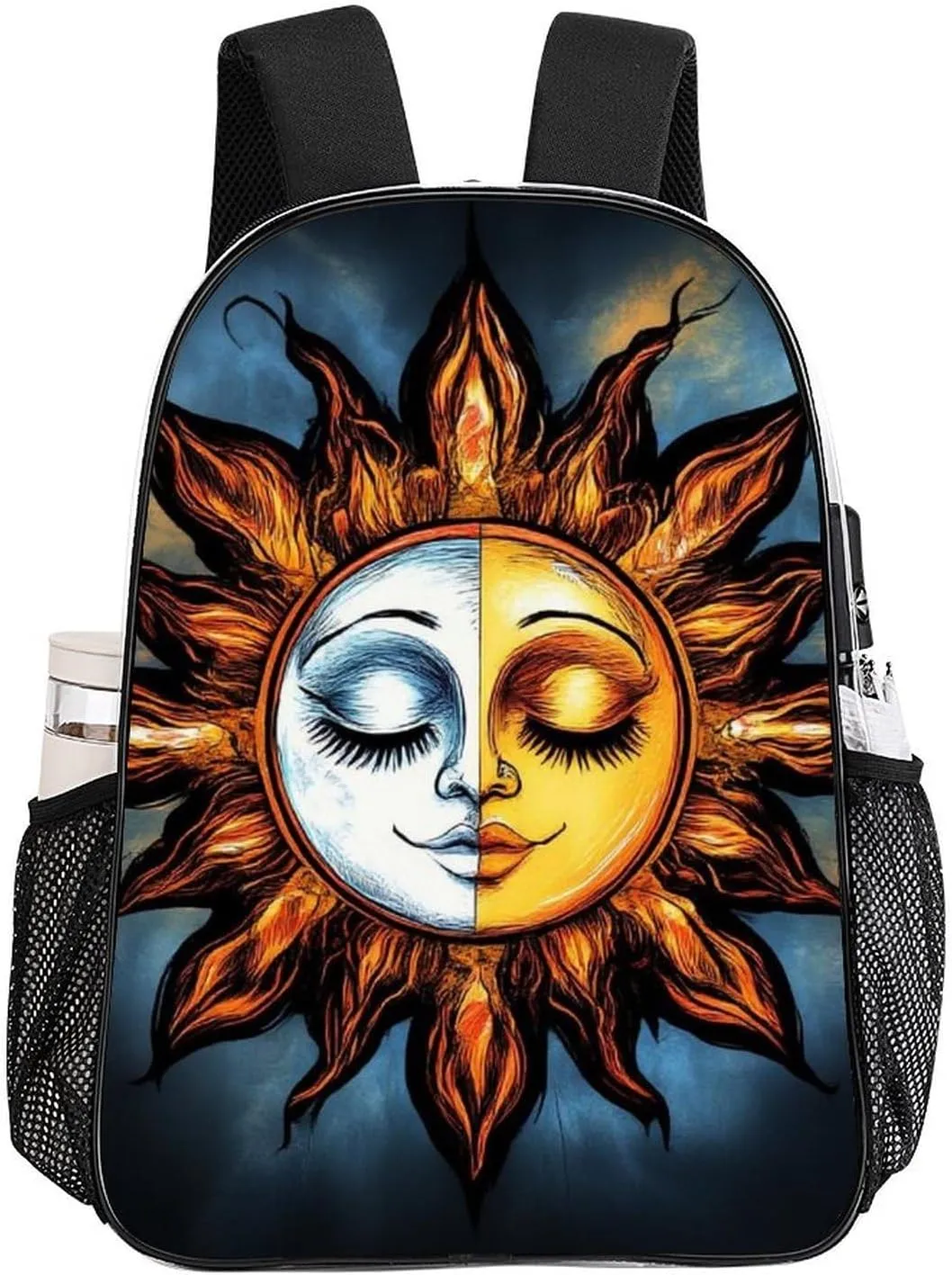 Adults Lightweight Sun And Moon Space Art Rucksacks Large Capacity Bookbag Transparent Bag for Trekking Outdoors Bicycle