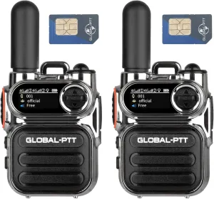 Advanced Walkie Talkie 2-Pack with Sim Cards 4G Connectivity for Global Communication - Integrated Flashlight and Multi-Function Keys for Two Way Radios Long Range (Silver)