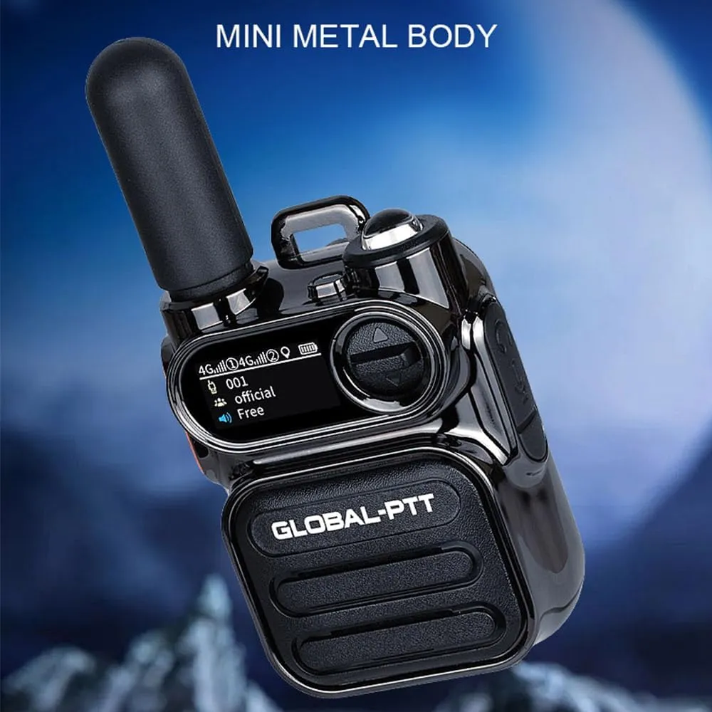 Advanced Walkie Talkie 2-Pack with Sim Cards 4G Connectivity for Global Communication - Integrated Flashlight and Multi-Function Keys for Two Way Radios Long Range (Silver)