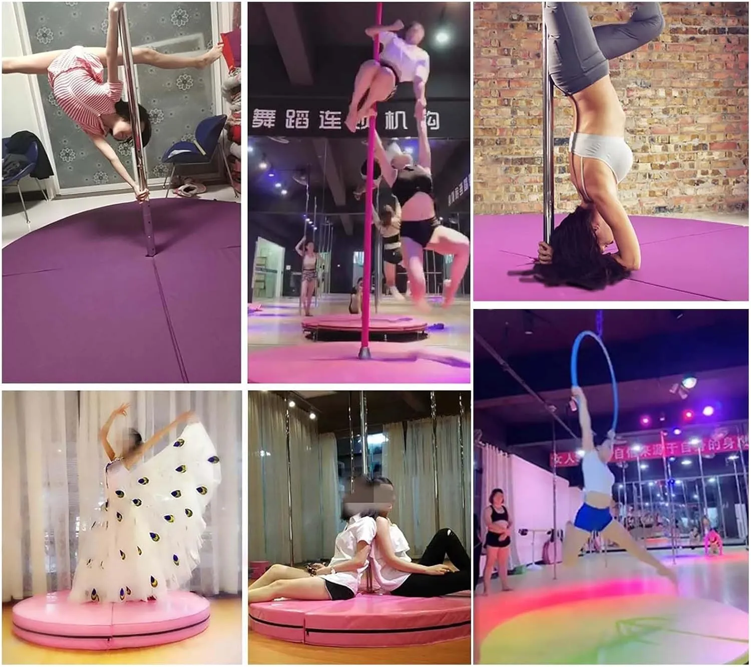 Aerial Hoop Crash Mat - Folding Shock Absorption Circular Pad for Hoop/Stripper Pole, Home Use, Anti-Collision Safety Mat